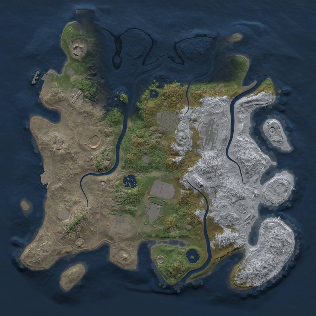 Rust Map: Procedural Map, Size: 3500, Seed: 1717586958, 14 Monuments