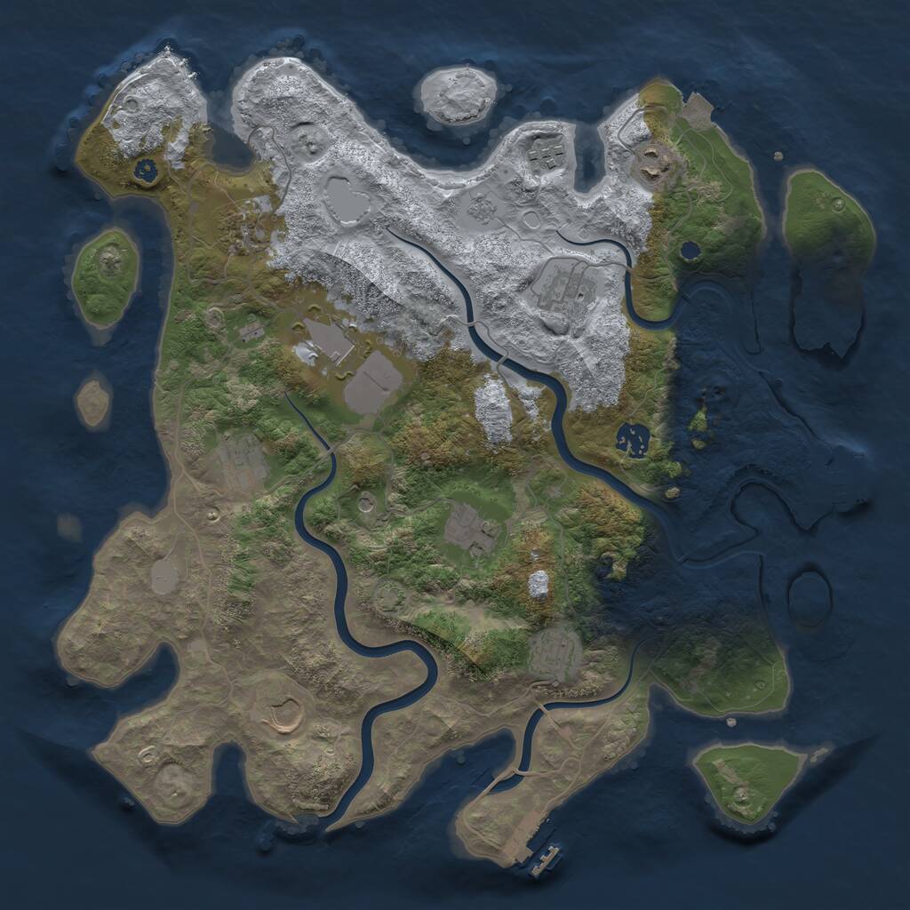 Rust Map: Procedural Map, Size: 3900, Seed: 2072440098, 16 Monuments