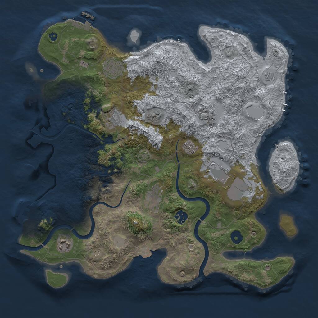 Rust Map: Procedural Map, Size: 3750, Seed: 86459931, 14 Monuments