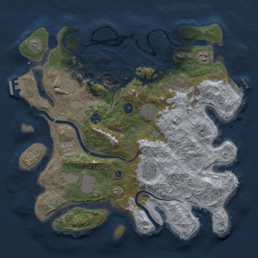 Rust Map: Procedural Map, Size: 3750, Seed: 864530896, 14 Monuments