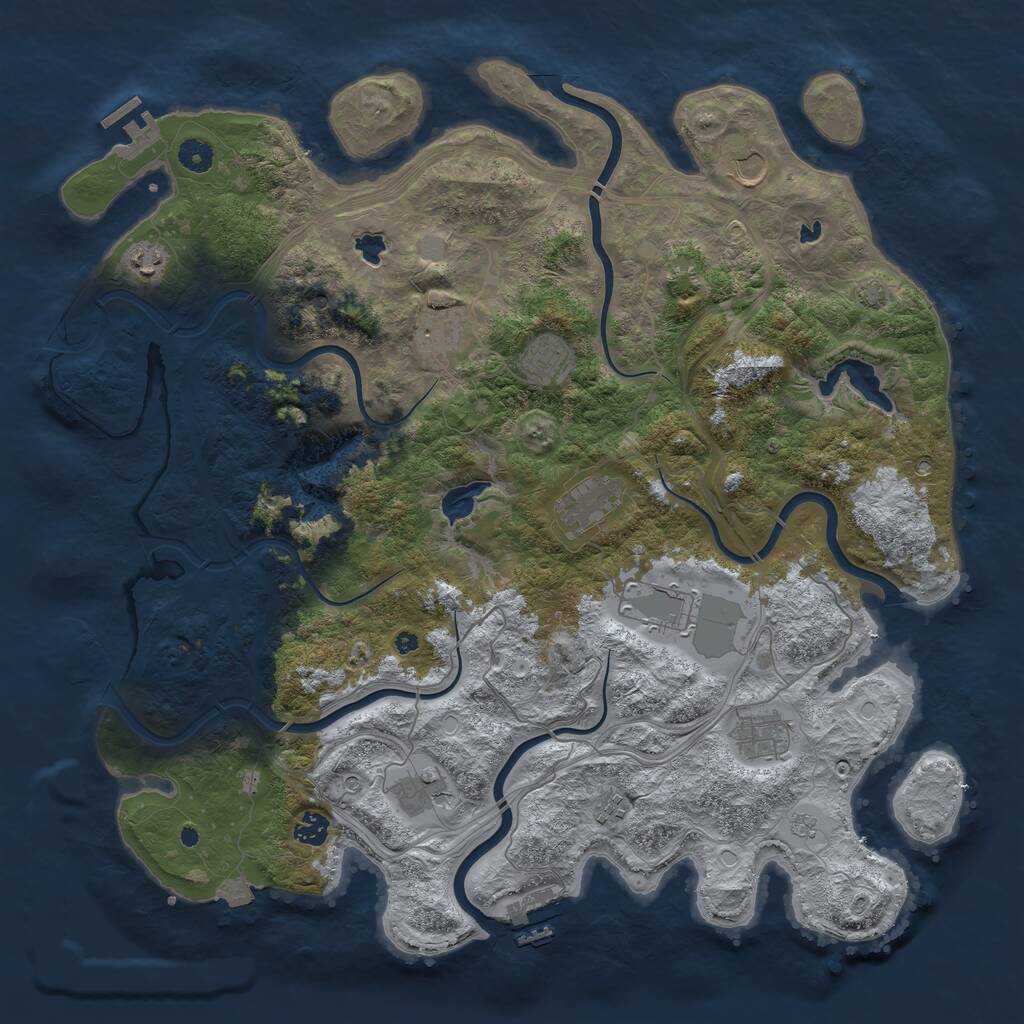 Rust Map: Procedural Map, Size: 4500, Seed: 1913821435, 16 Monuments