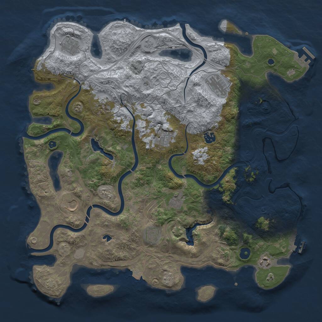 Rust Map: Procedural Map, Size: 4250, Seed: 33129, 16 Monuments