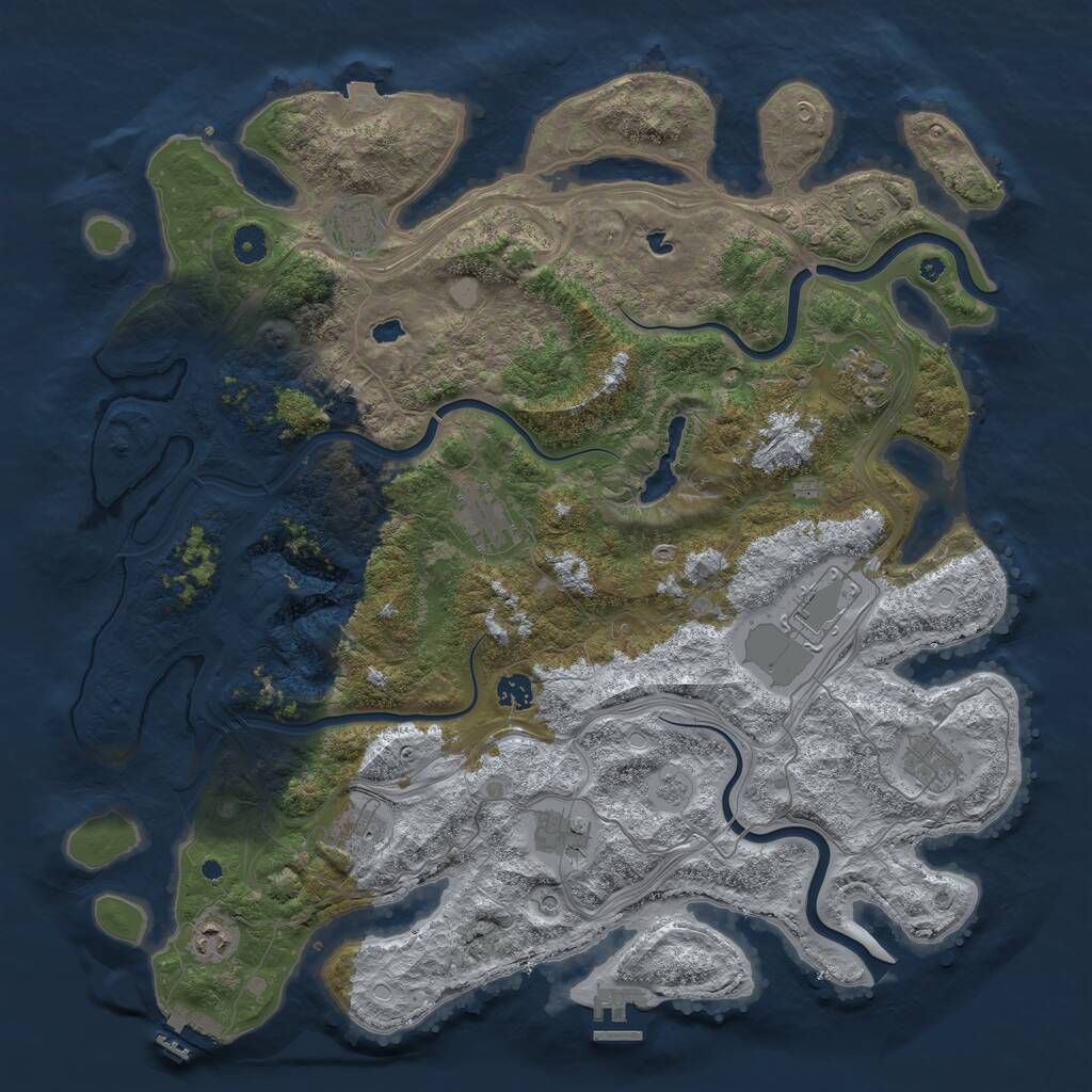 Rust Map: Procedural Map, Size: 4500, Seed: 281642430, 16 Monuments