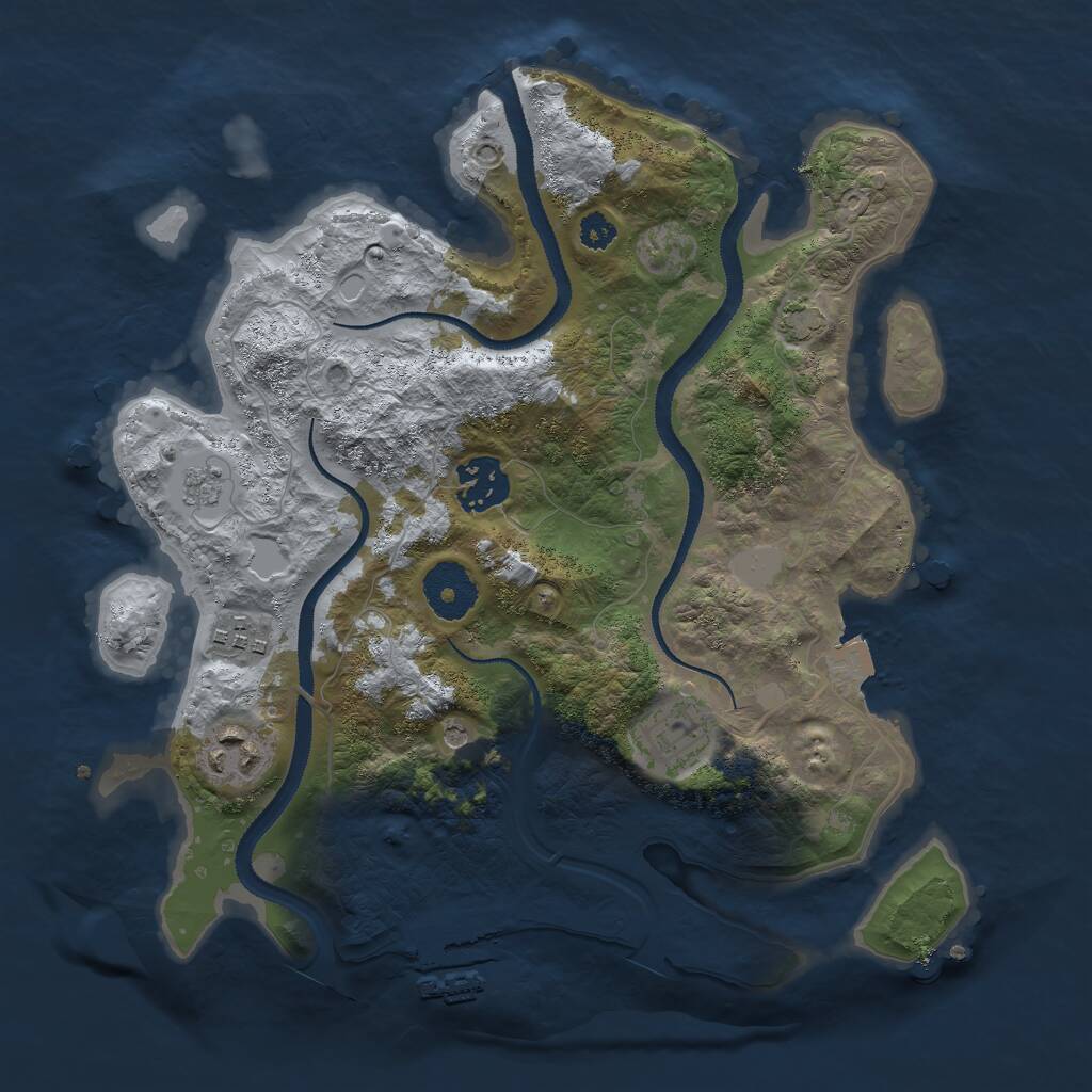 Rust Map: Procedural Map, Size: 3000, Seed: 67850991, 9 Monuments