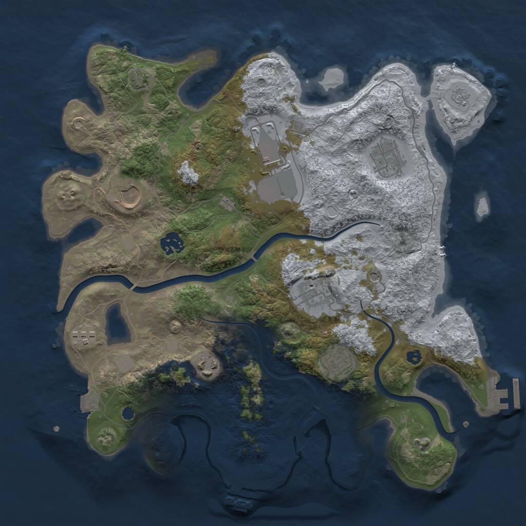 Rust Map: Procedural Map, Size: 3500, Seed: 370276266, 14 Monuments