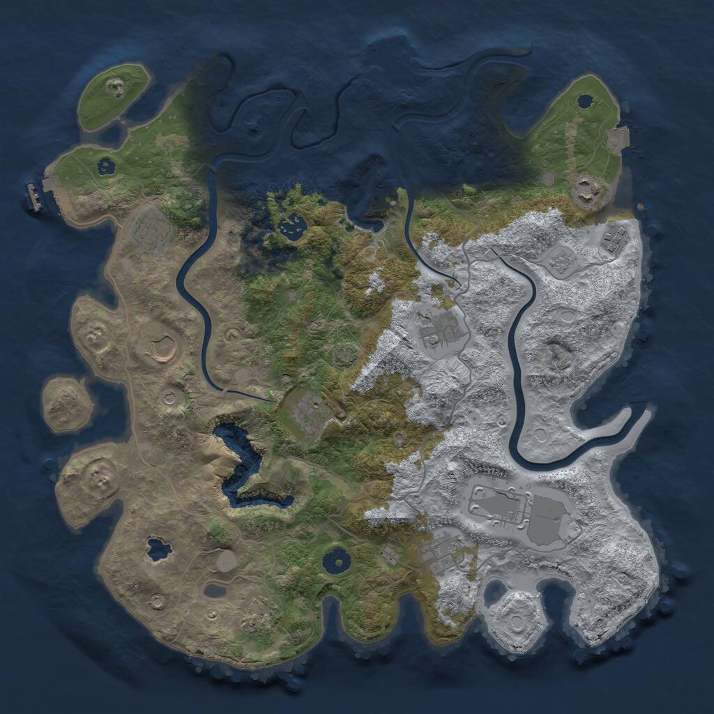 Rust Map: Procedural Map, Size: 4000, Seed: 42976156, 16 Monuments