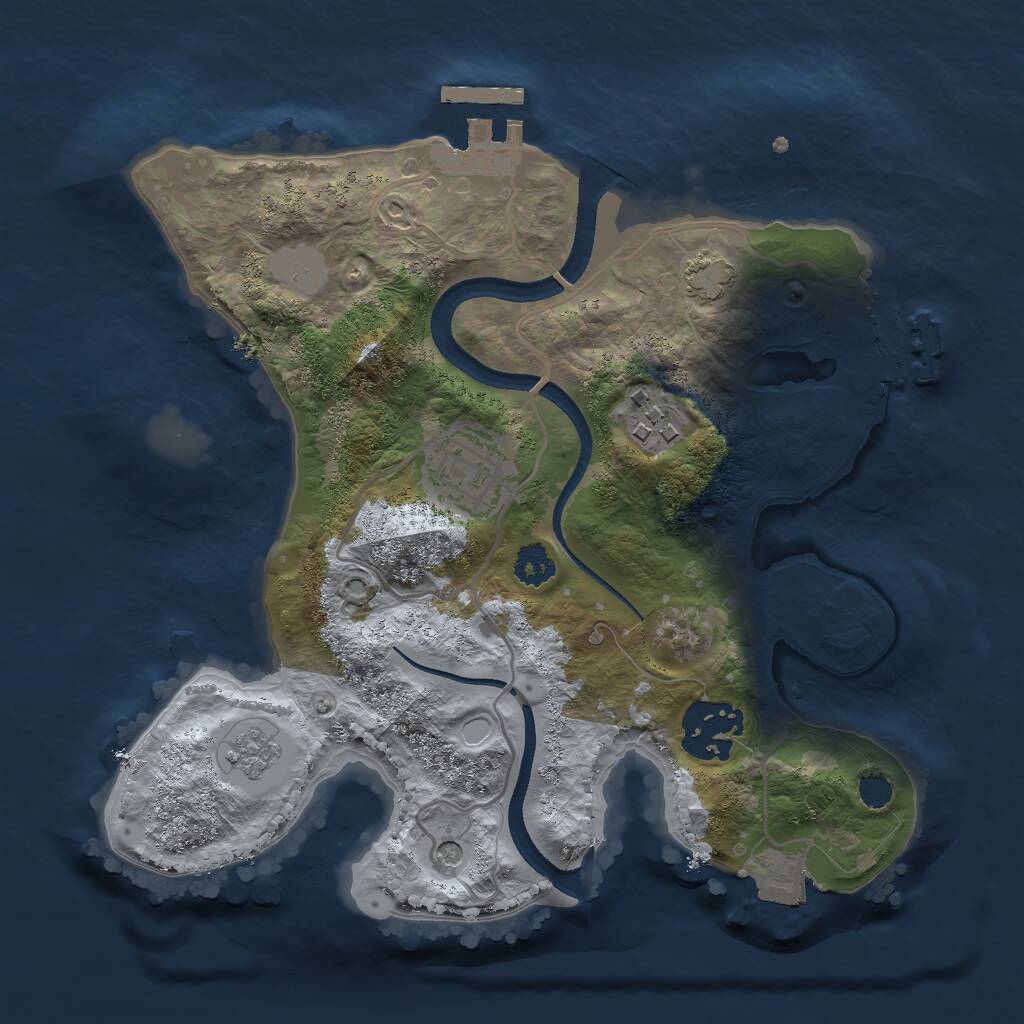Rust Map: Procedural Map, Size: 2500, Seed: 1845085767, 9 Monuments