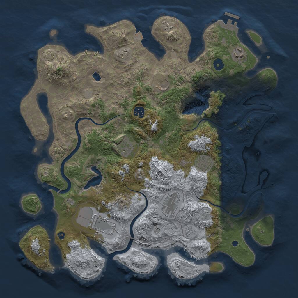 Rust Map: Procedural Map, Size: 4000, Seed: 1825329616, 13 Monuments