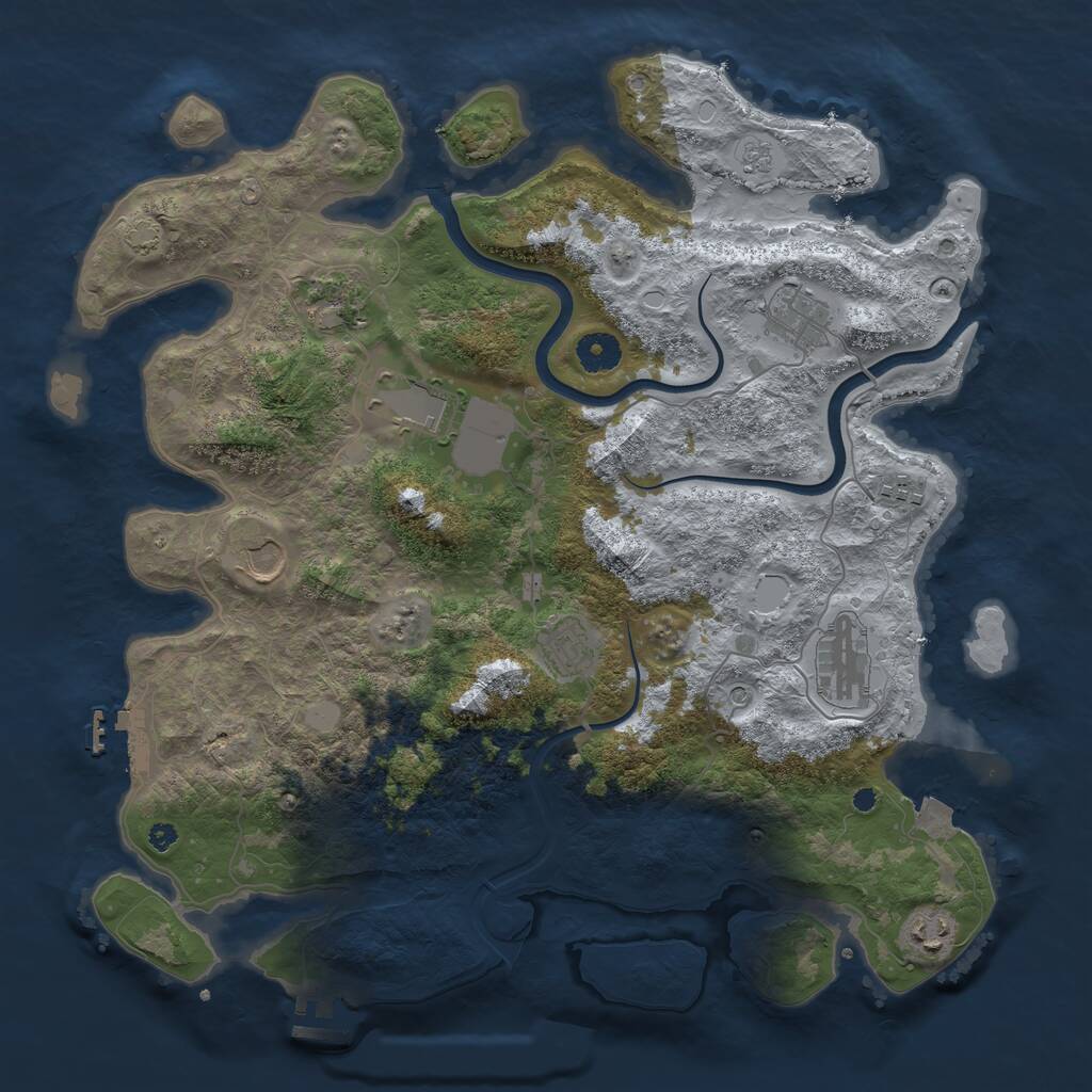 Rust Map: Procedural Map, Size: 3900, Seed: 1756080103, 14 Monuments