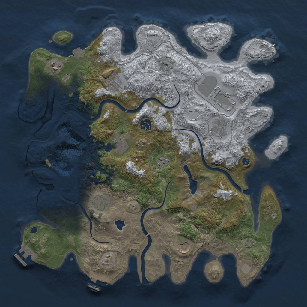 Rust Map: Procedural Map, Size: 4000, Seed: 1223365047, 15 Monuments