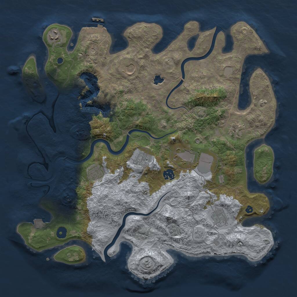 Rust Map: Procedural Map, Size: 4000, Seed: 2126365500, 14 Monuments
