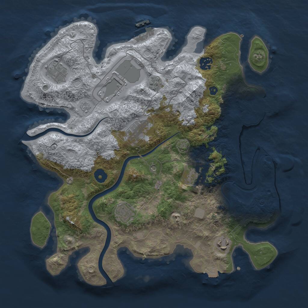 Rust Map: Procedural Map, Size: 3500, Seed: 805438086, 14 Monuments