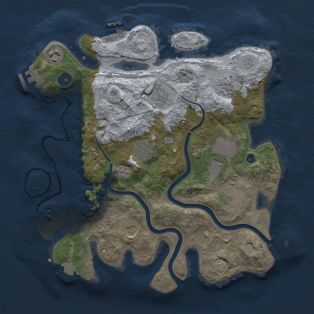 Rust Map: Procedural Map, Size: 3500, Seed: 108827527, 14 Monuments