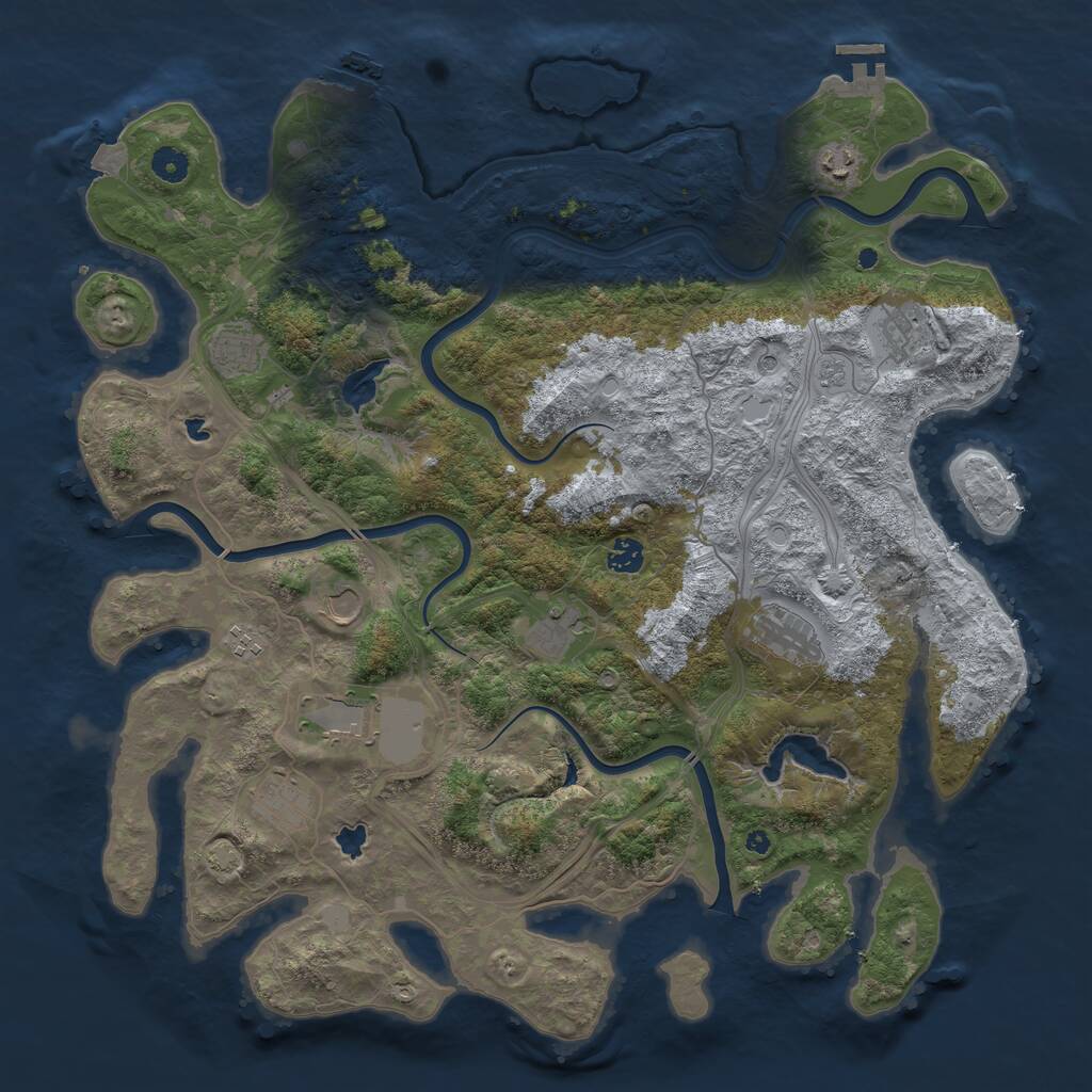 Rust Map: Procedural Map, Size: 4500, Seed: 694388, 16 Monuments