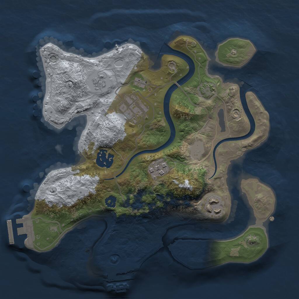 Rust Map: Procedural Map, Size: 2500, Seed: 845139, 9 Monuments