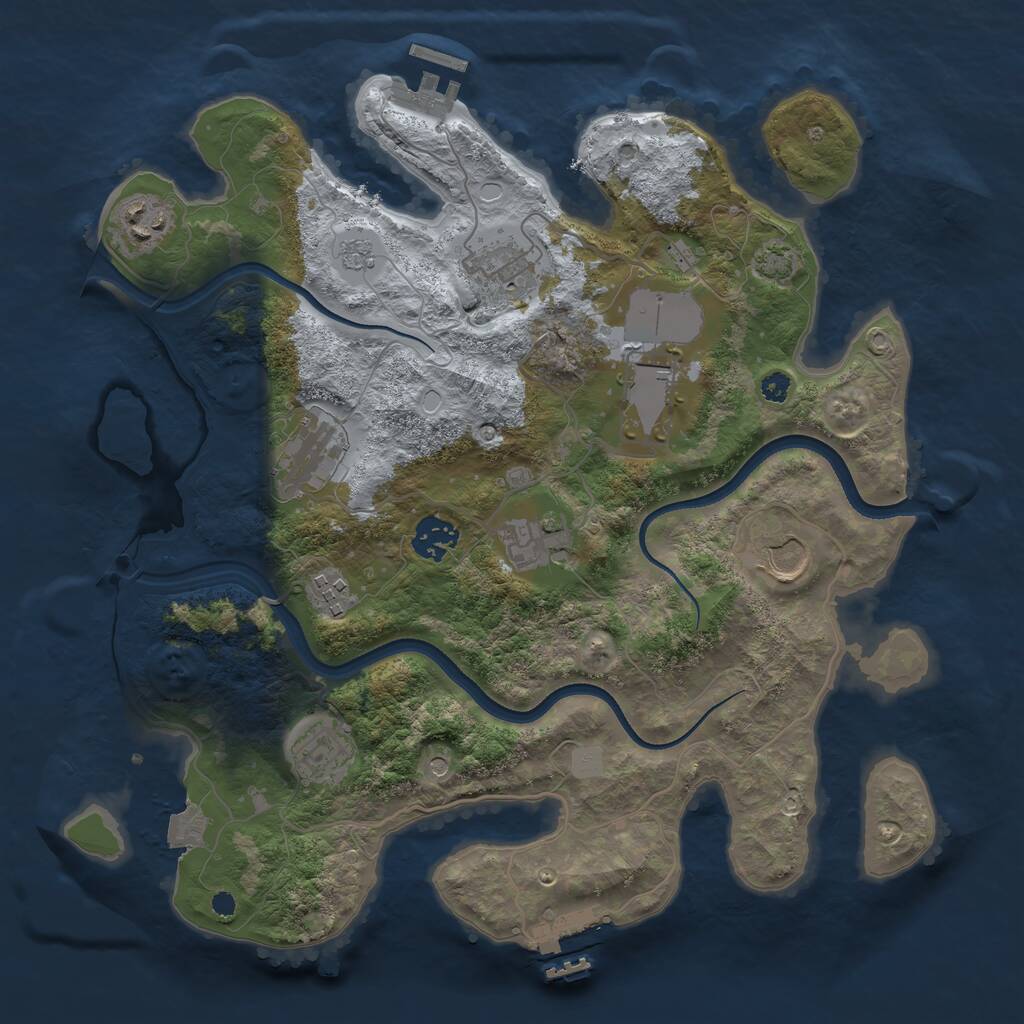 Rust Map: Procedural Map, Size: 3500, Seed: 1637969142, 15 Monuments