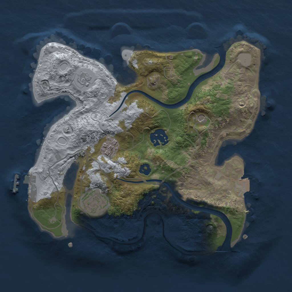 Rust Map: Procedural Map, Size: 2500, Seed: 387157935, 7 Monuments