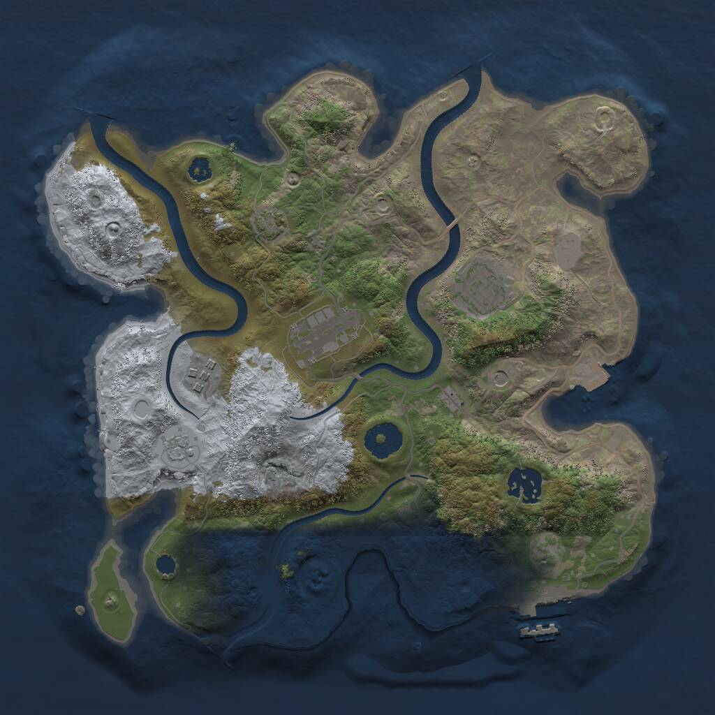 Rust Map: Procedural Map, Size: 3000, Seed: 45627, 9 Monuments