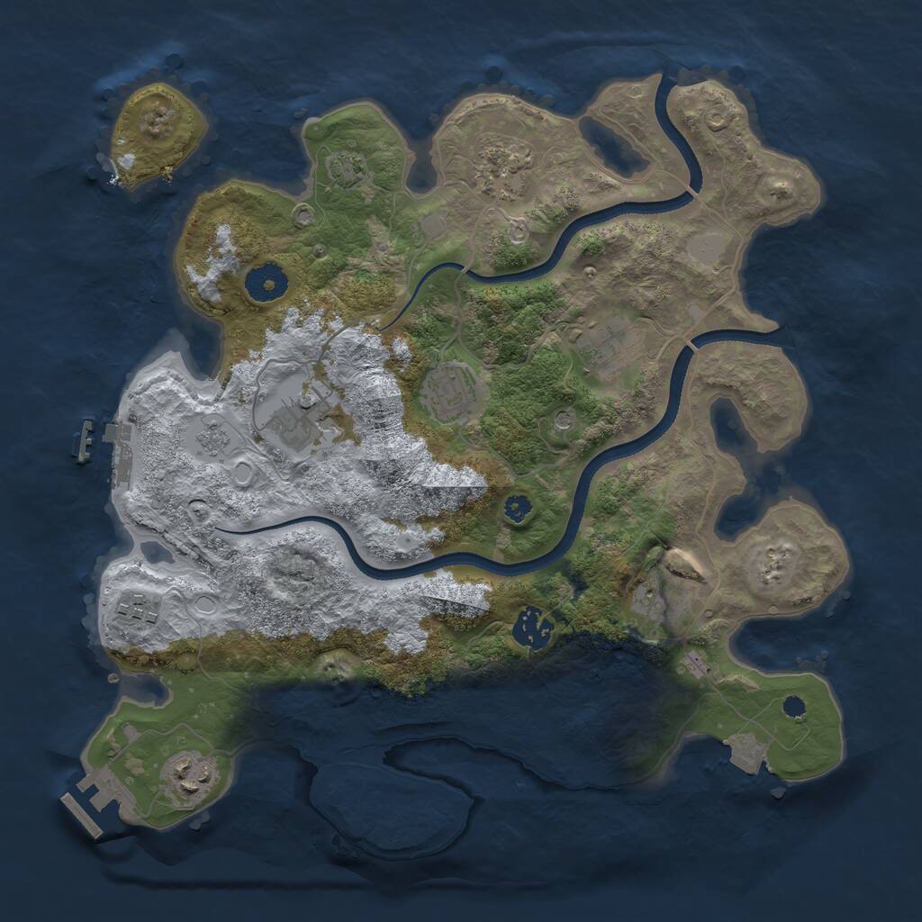 Rust Map: Procedural Map, Size: 3450, Seed: 649861369, 14 Monuments
