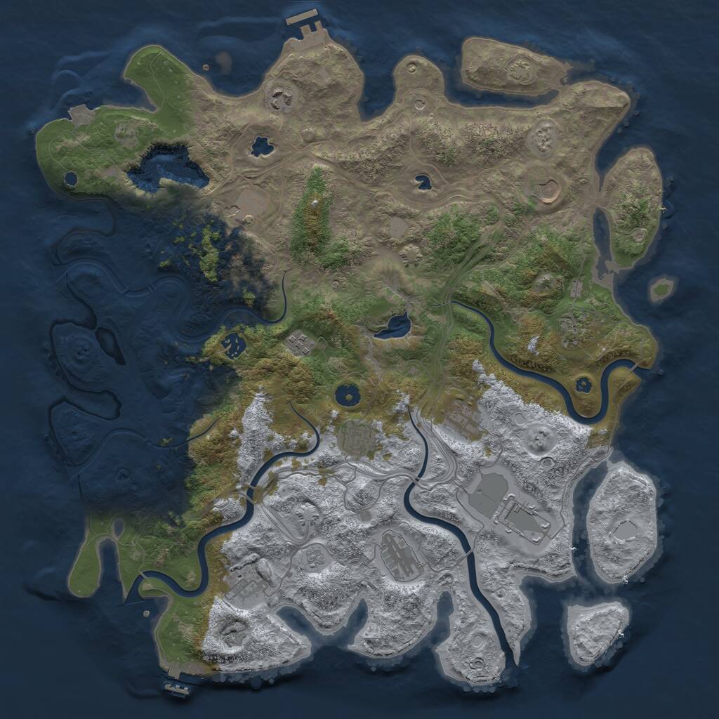 Rust Map: Procedural Map, Size: 4500, Seed: 42019, 17 Monuments