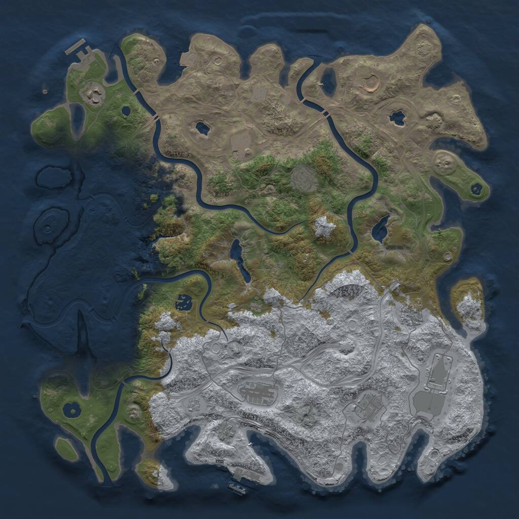 Rust Map: Procedural Map, Size: 4500, Seed: 515930046, 16 Monuments