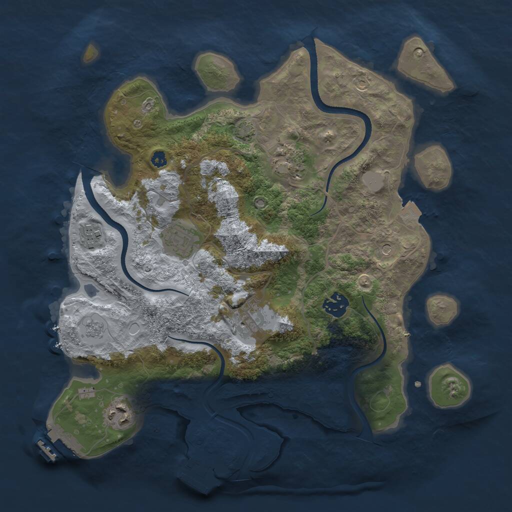 Rust Map: Procedural Map, Size: 3200, Seed: 649861369, 12 Monuments
