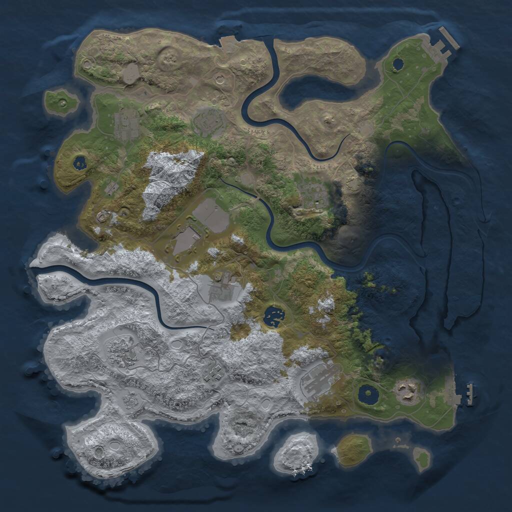 Rust Map: Procedural Map, Size: 3750, Seed: 86451234, 16 Monuments