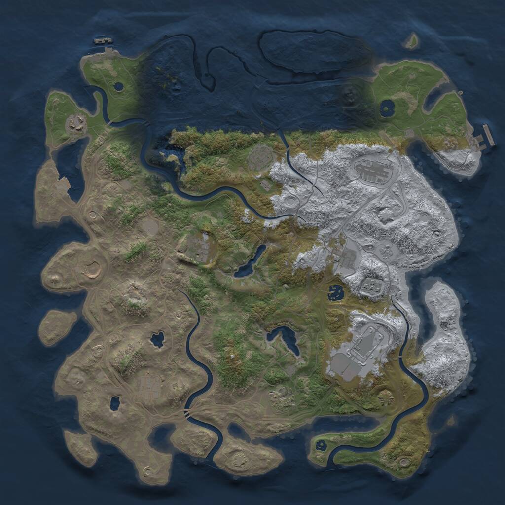 Rust Map: Procedural Map, Size: 4500, Seed: 482609958, 17 Monuments