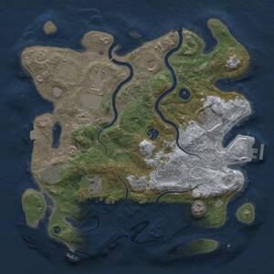 Thumbnail Rust Map: Procedural Map, Size: 3600, Seed: 989447, 16 Monuments