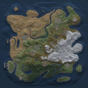 Thumbnail Rust Map: Procedural Map, Size: 3600, Seed: 989447, 18 Monuments
