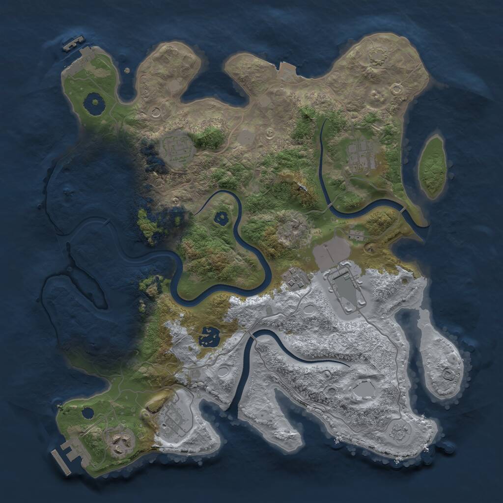 Rust Map: Procedural Map, Size: 3500, Seed: 99173336, 13 Monuments