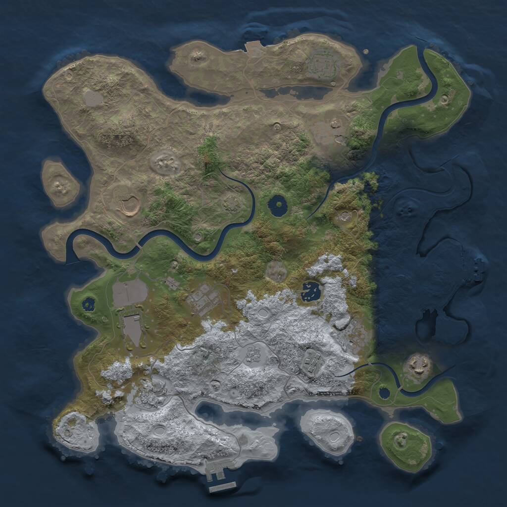 Rust Map: Procedural Map, Size: 3750, Seed: 20811, 16 Monuments