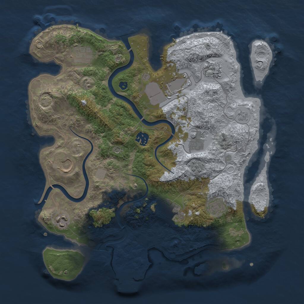 Rust Map: Procedural Map, Size: 3500, Seed: 89458190, 15 Monuments