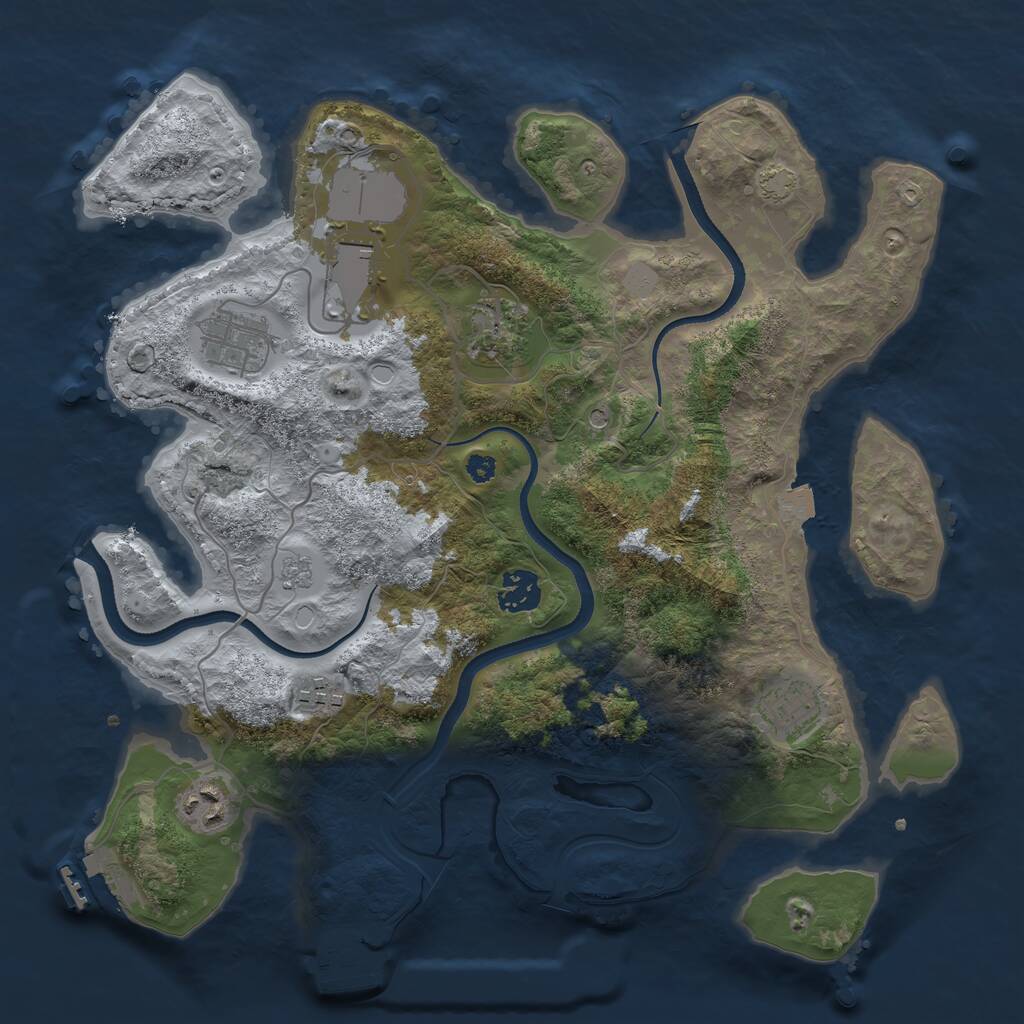 Rust Map: Procedural Map, Size: 3500, Seed: 959702529, 13 Monuments