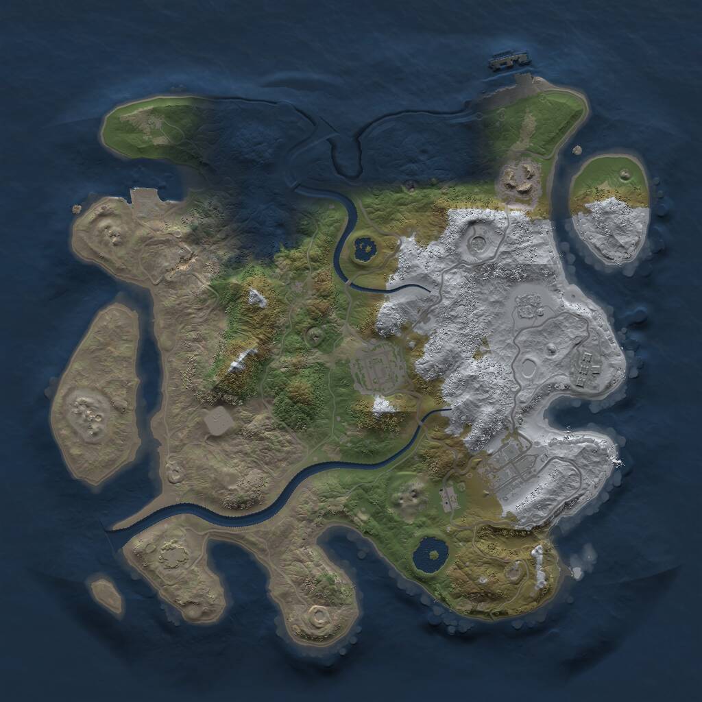 Rust Map: Procedural Map, Size: 3000, Seed: 1864139801, 9 Monuments