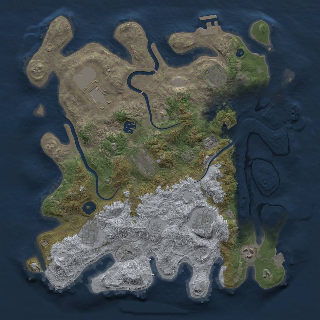 Rust Map: Procedural Map, Size: 3750, Seed: 91335, 14 Monuments