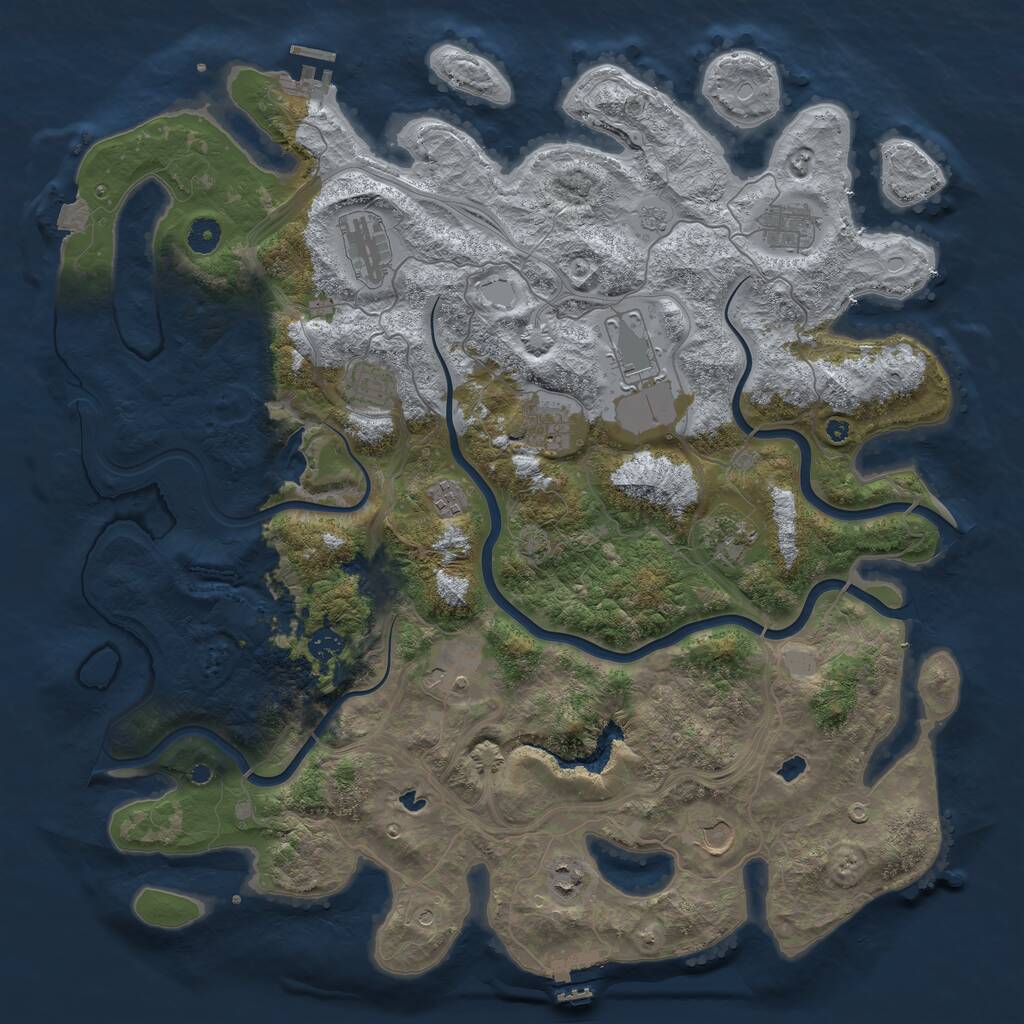 Rust Map: Procedural Map, Size: 4500, Seed: 1465125914, 17 Monuments