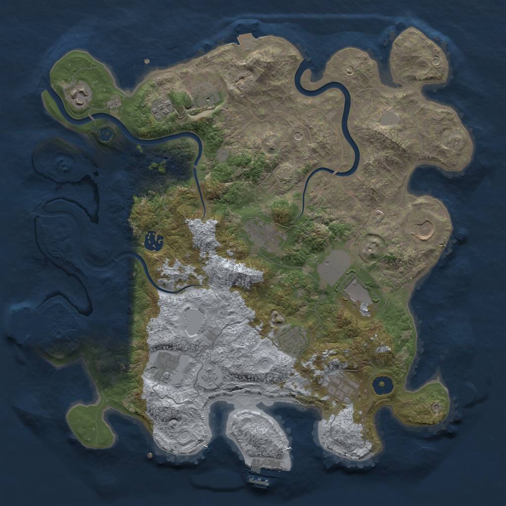 Rust Map: Procedural Map, Size: 3850, Seed: 892721012, 16 Monuments