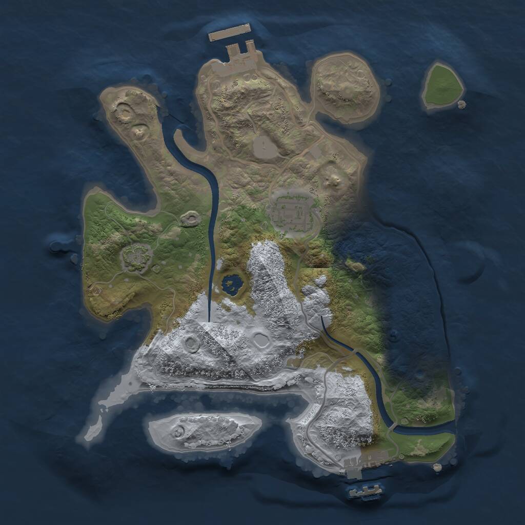 Rust Map: Procedural Map, Size: 2500, Seed: 55222077, 5 Monuments