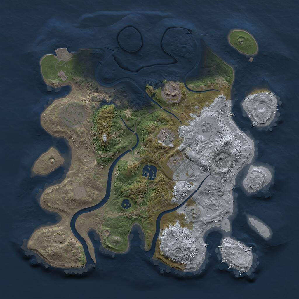 Rust Map: Procedural Map, Size: 3000, Seed: 804800812, 9 Monuments