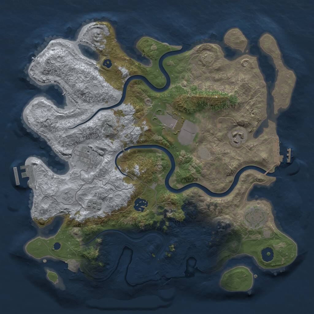 Rust Map: Procedural Map, Size: 3500, Seed: 1140257848, 12 Monuments