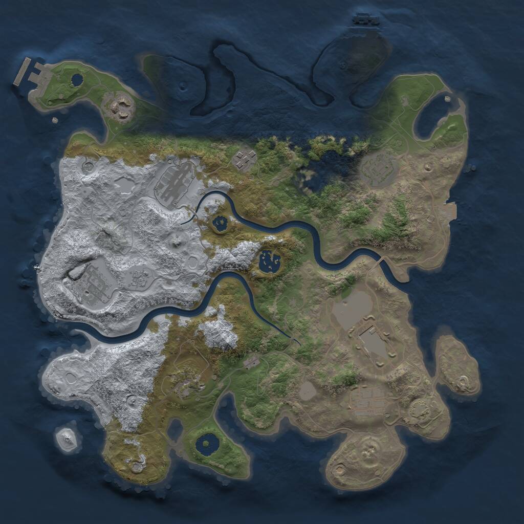 Rust Map: Procedural Map, Size: 3500, Seed: 11142, 15 Monuments