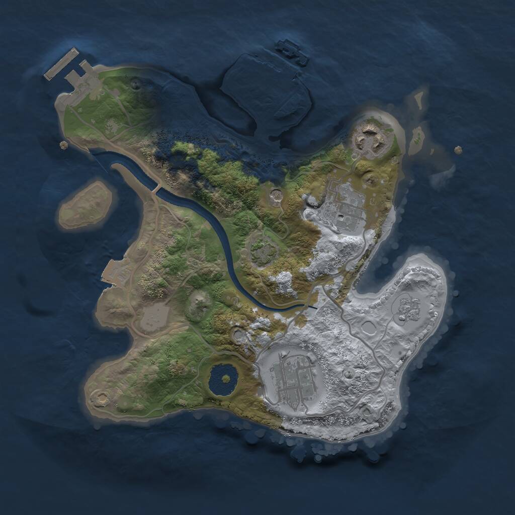 Rust Map: Procedural Map, Size: 2500, Seed: 1852281071, 9 Monuments