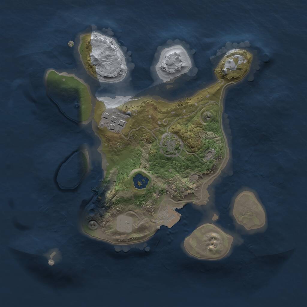 Rust Map: Procedural Map, Size: 2000, Seed: 39414, 3 Monuments