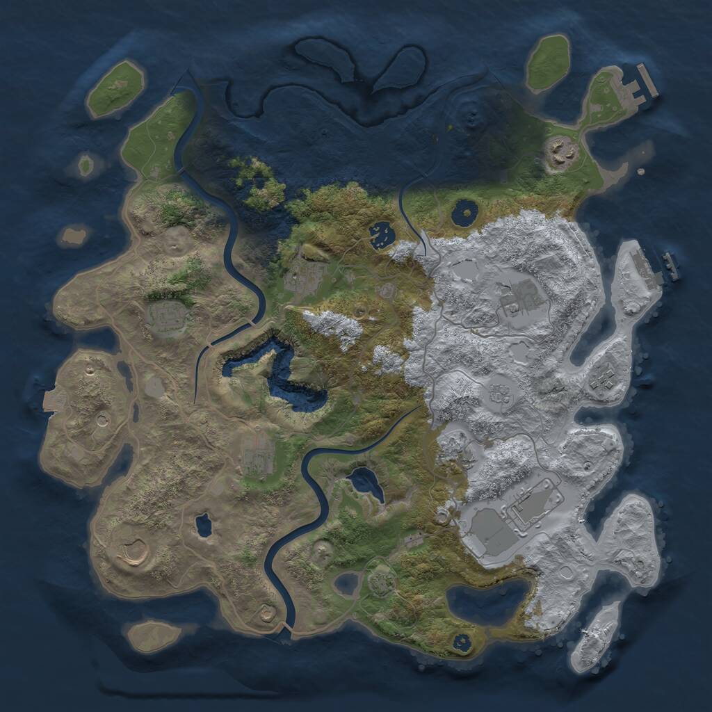 Rust Map: Procedural Map, Size: 4000, Seed: 795289955, 16 Monuments