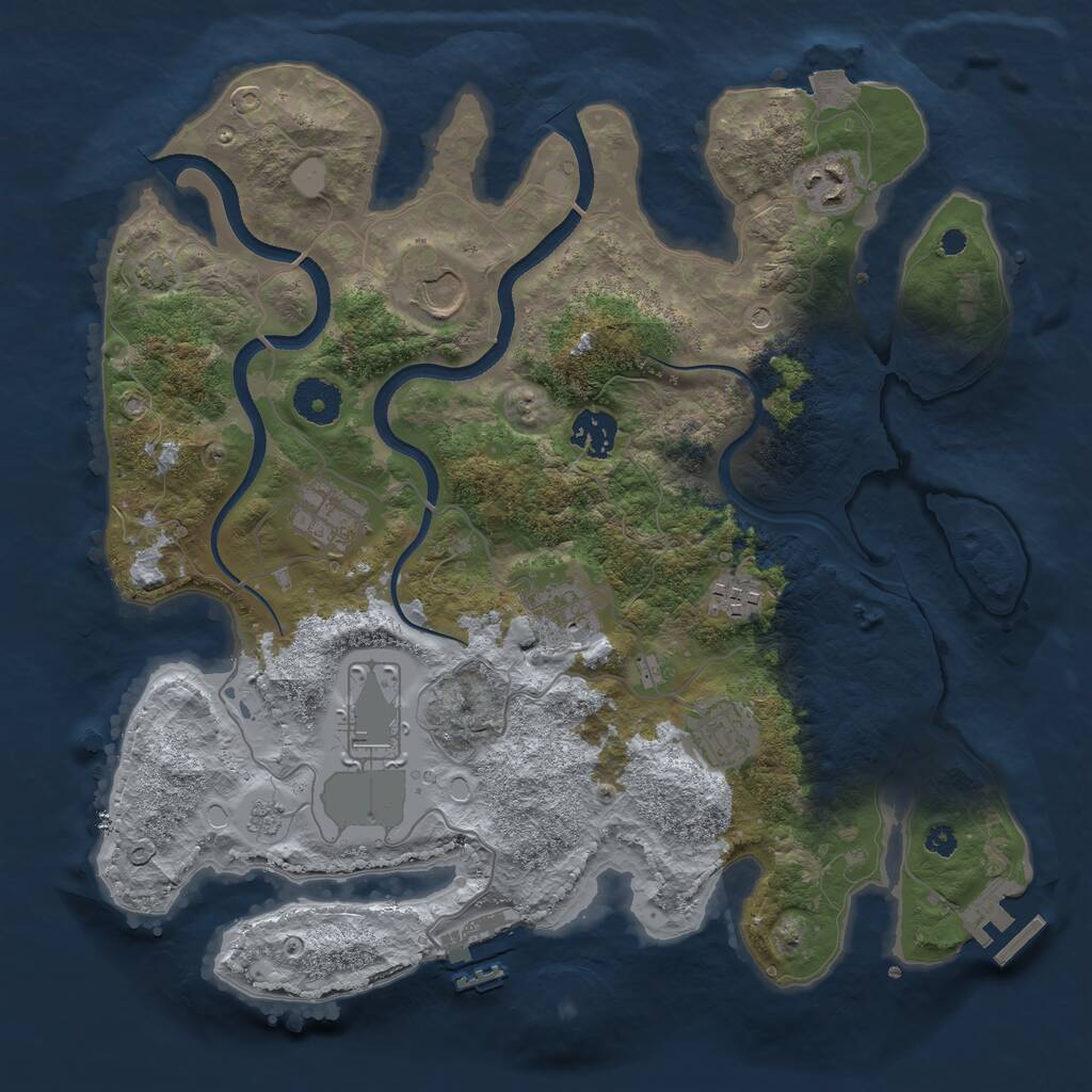 Rust Map: Procedural Map, Size: 3500, Seed: 858674606, 14 Monuments