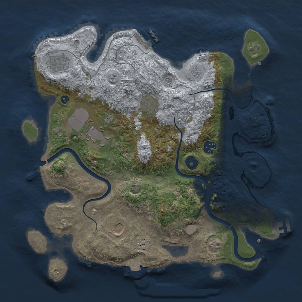 Rust Map: Procedural Map, Size: 3500, Seed: 66605, 12 Monuments