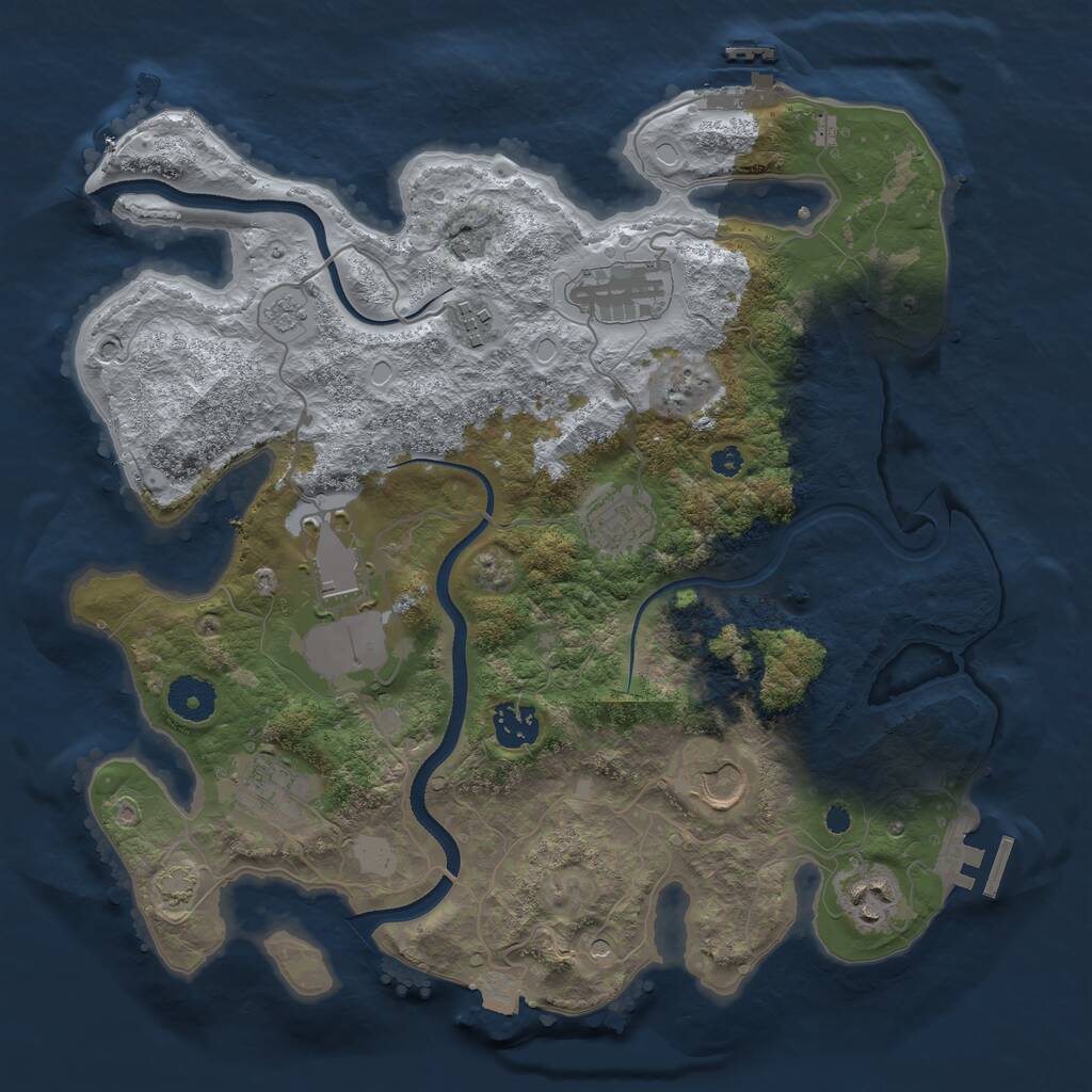 Rust Map: Procedural Map, Size: 3500, Seed: 1674783502, 14 Monuments