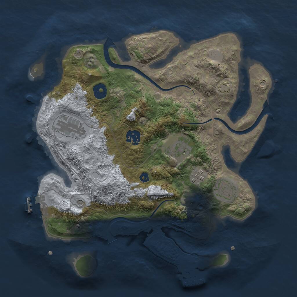 Rust Map: Procedural Map, Size: 3000, Seed: 4665193, 10 Monuments