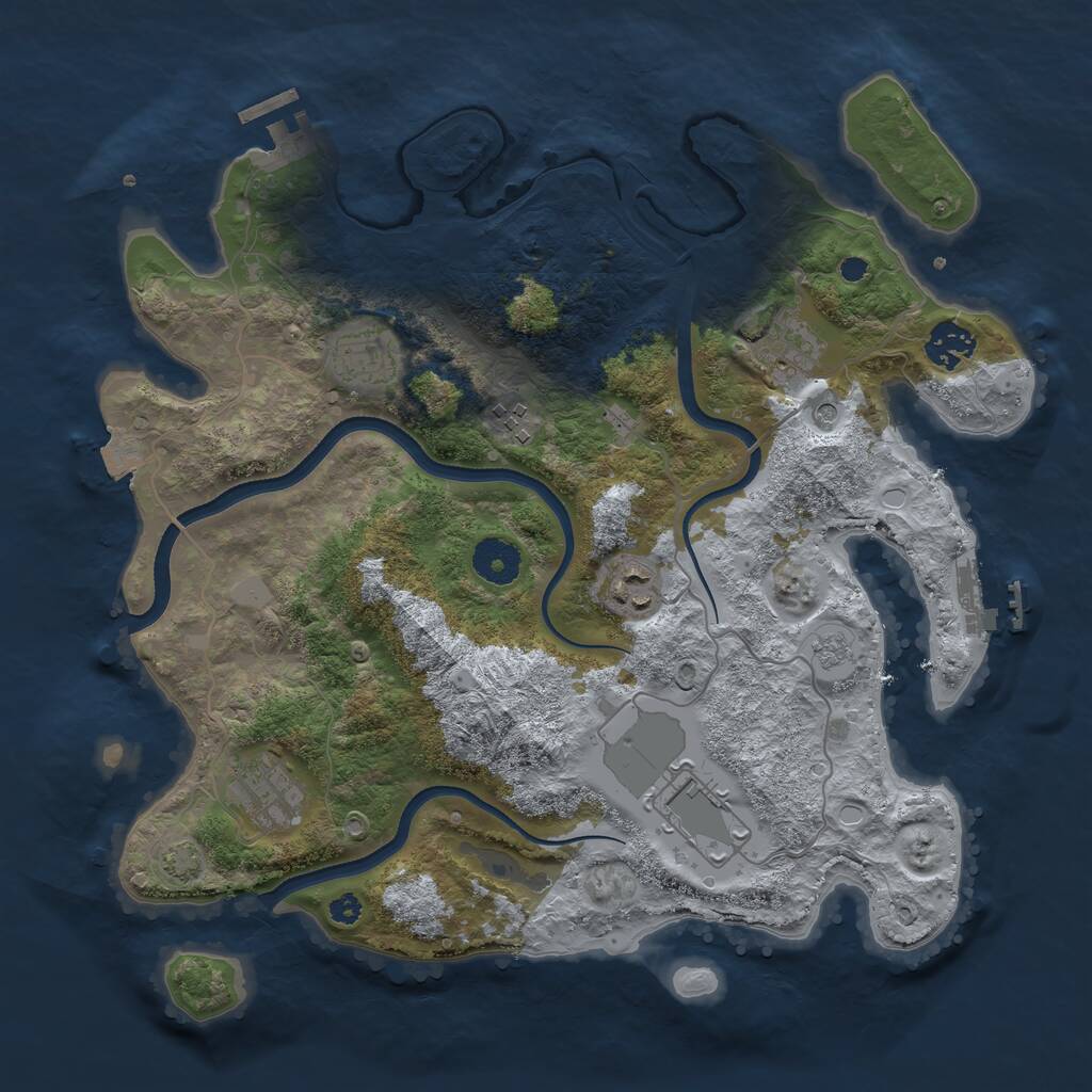 Rust Map: Procedural Map, Size: 3500, Seed: 73204740, 13 Monuments